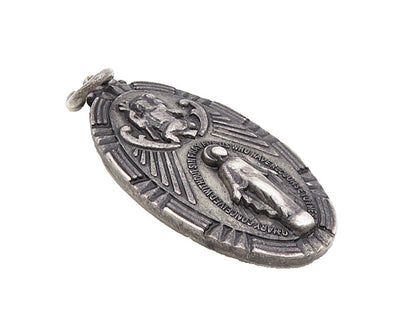 925 Sterling Silver  Vintage Antique Oxidized Religious Figure Pendant  PT6989