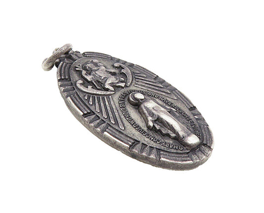 925 Sterling Silver  Vintage Antique Oxidized Religious Figure Pendant  PT6989