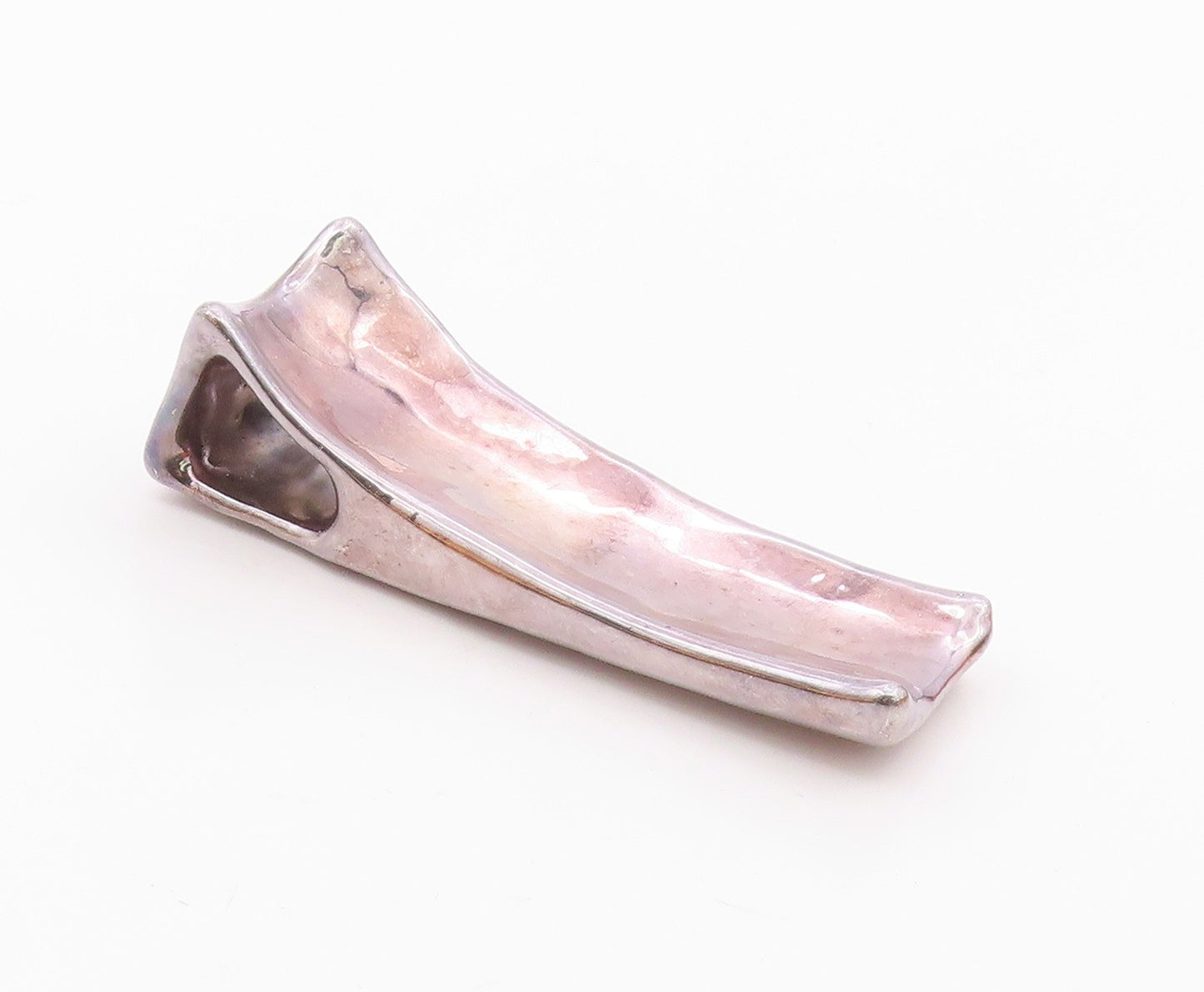 925 Sterling Silver  Vintage Shiny Sculpted Smooth Long Pendant  PT17004