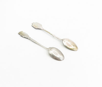 REU 925 Sterling Silver  Vintage Enamel German City Espresso Spoon Set  TR1575