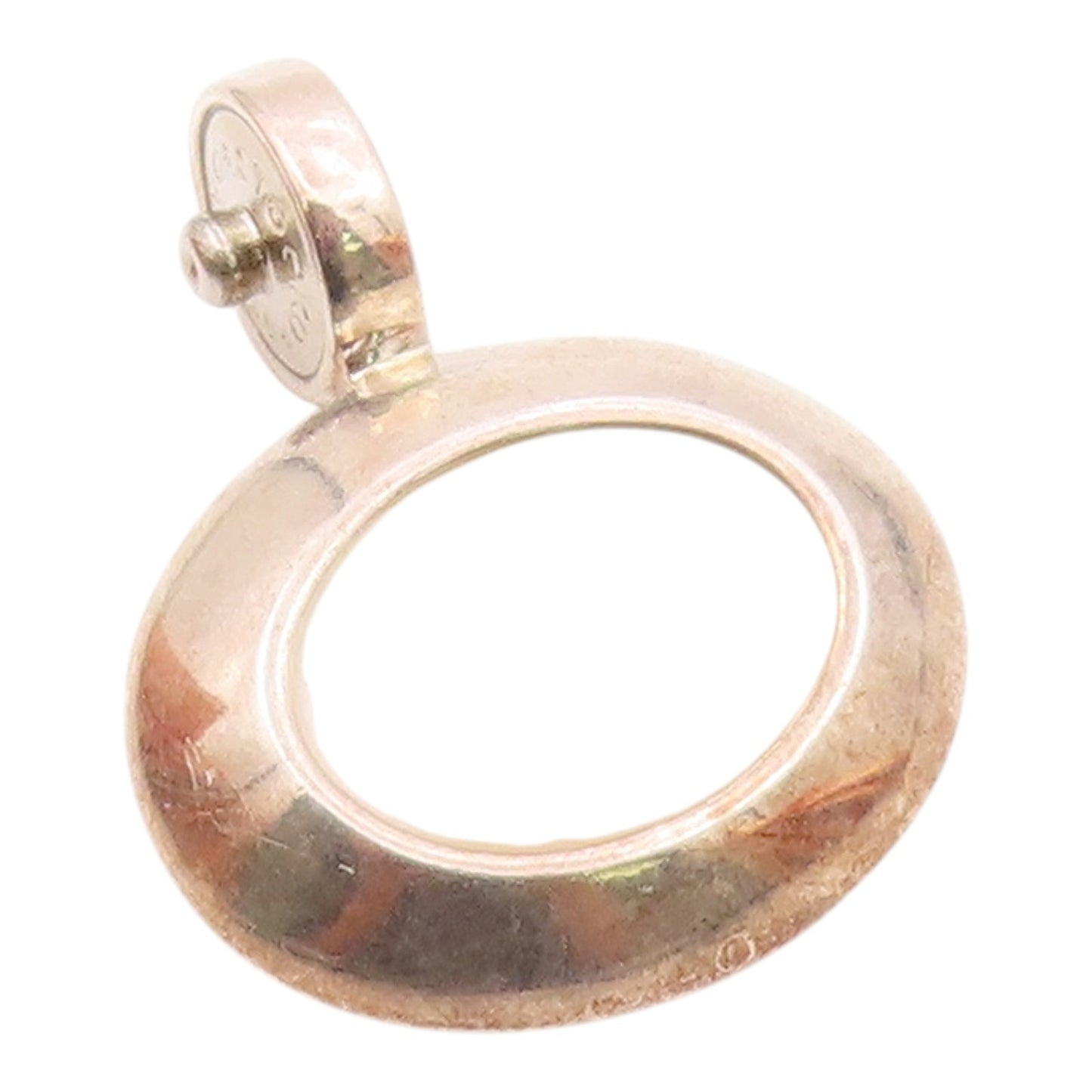 ESPO SIG 925 Silver  Vintage Shiny Mother Of Pearl Oval Dome Pendant  PT17719