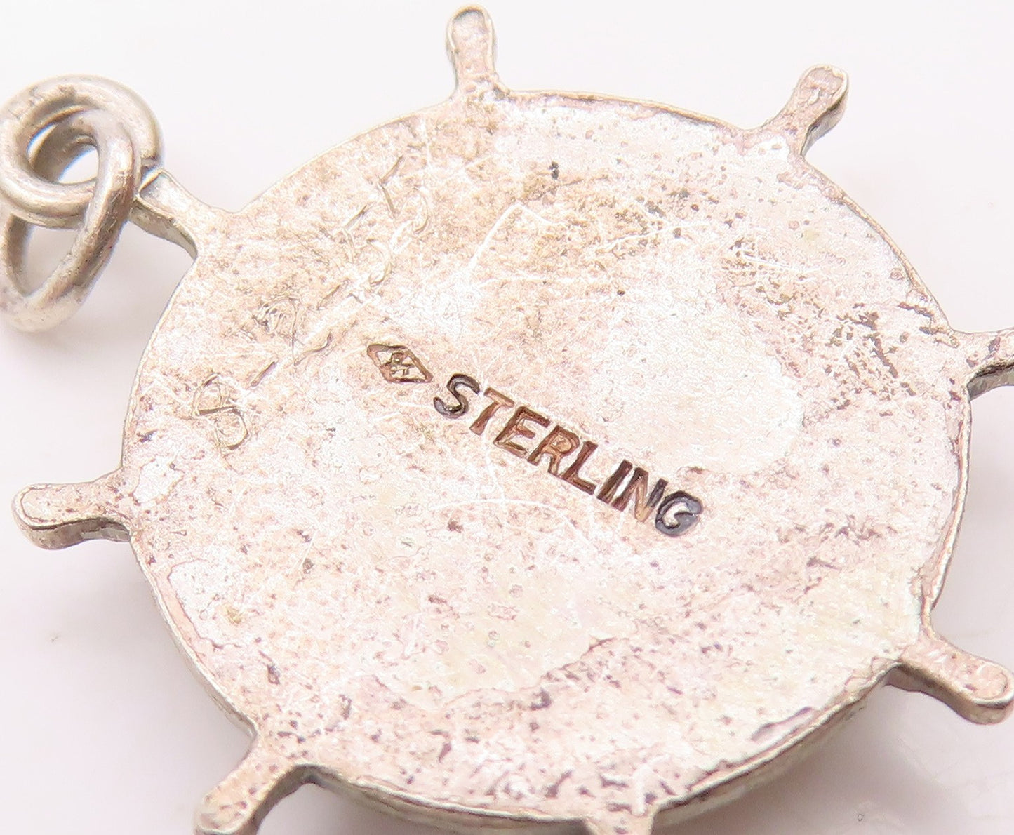 925 Sterling Silver  Vintage Antique Hyde Park NY Ship Wheel Pendant  PT17666