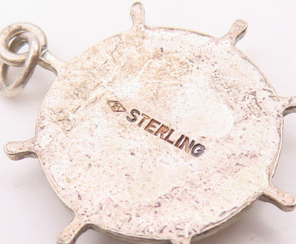 925 Sterling Silver  Vintage Antique Hyde Park NY Ship Wheel Pendant  PT17666