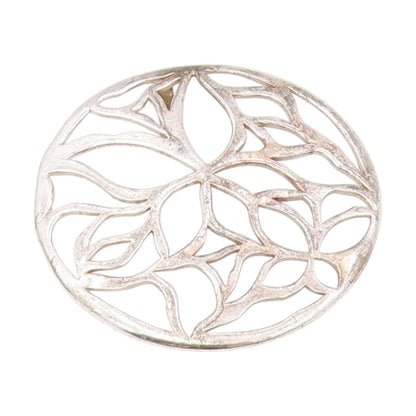 925 Sterling Silver Vintage Pendant Openwork Floral Design Cutout Medal  PT25662