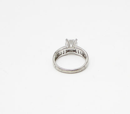 925 Sterling Silver  Vintage White Cubic Zirconia Band Ring Sz 8  RG3226