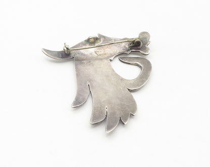 925 Sterling Silver  Vintage Oxidized Swirl Design Brooch Pin  BP4362