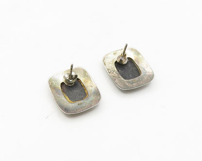 925 Sterling Silver  Vintage Black Onyx Etched Border Drop Earrings  EG9186