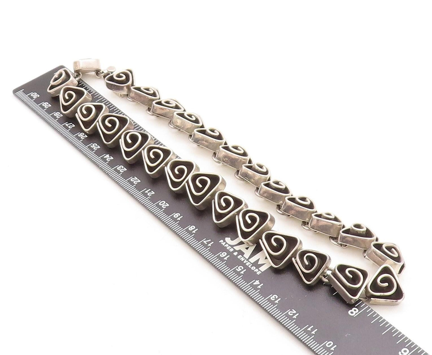 MEXICO 925 Sterling Silver  Vintage Triangle Spiral Link Chain Necklace NE1594