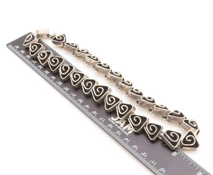 MEXICO 925 Sterling Silver  Vintage Triangle Spiral Link Chain Necklace NE1594