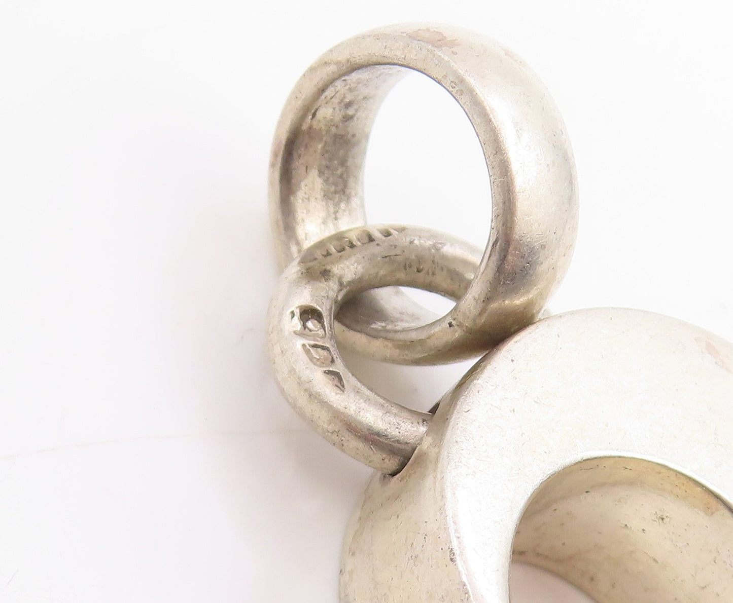 925 Sterling Silver Vintage Pendant Modernist Solid Crescent Moon Charm  PT25275
