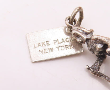 925 Sterling Silver  Vintage Woman Skiing Sports Charm Pendant  PT20816