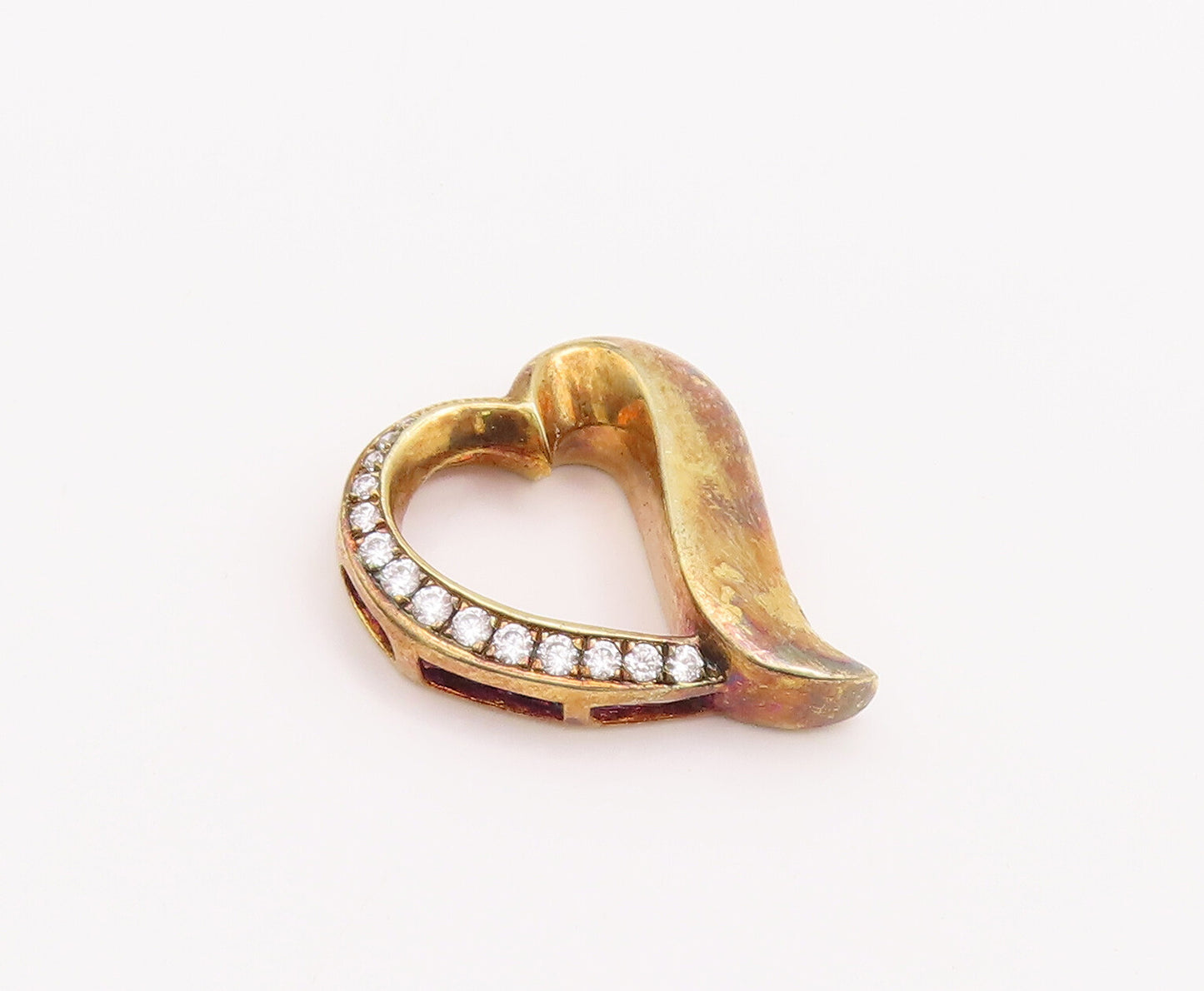 925 Sterling Silver Vintage Pendant Gold Plated Topaz Inlay Heart  PT23187