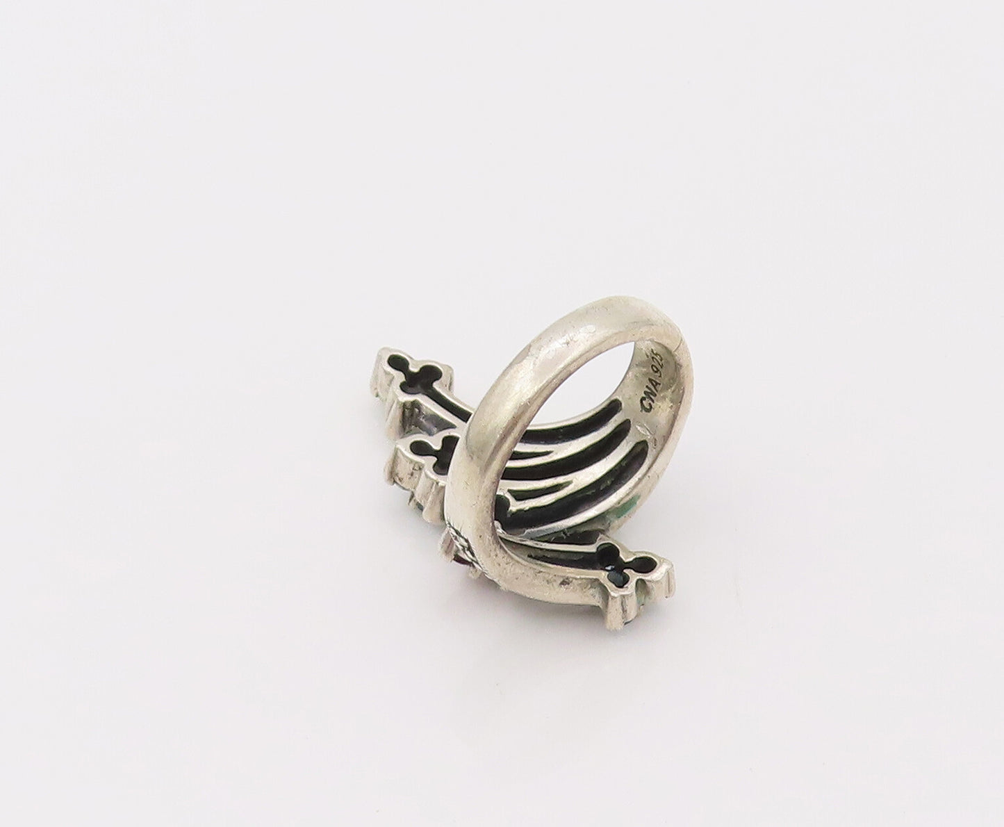 925 Silver  Vintage Tree Branch Boomed Floral Bypass CZ Ring Sz 6  RG26620