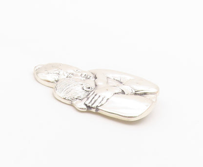 MFA 925 Sterling Silver  Vintage Shiny Mother & Child Hug Brooch Pin  BP9075