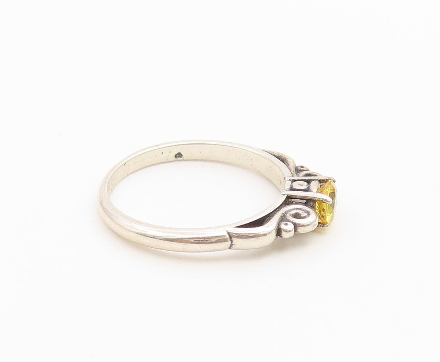925 Sterling Silver Vintage Ring Classic Citrine Statement Band  Sz 7  RG36747
