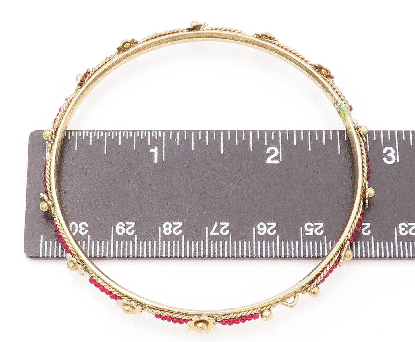 925 Sterling Silver  Vintage Indian Style Floral Beaded Bangle Bracelet BT9898