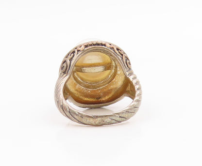 925 Sterling Silver Vintage Ring Classic Pearl Statement Band  Sz 6  RG35859