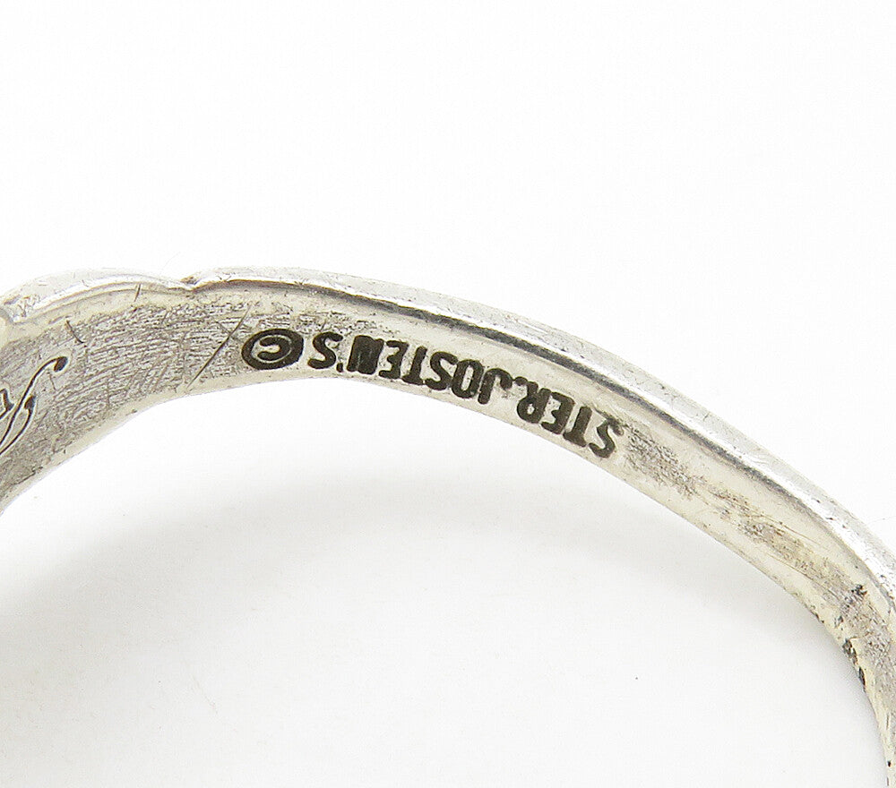 JOSTENS 925 Sterling Silver  Vintage Blue Stone Swirl Band Ring Sz 7  RG15865