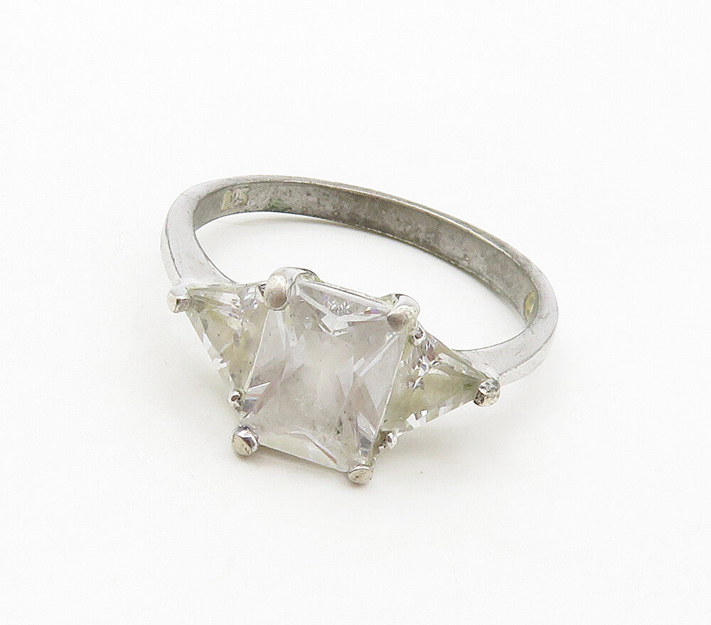 925 Sterling Silver  Prong Set Shiny Cubic Zirconia Band Ring Sz 8.5  RG15821