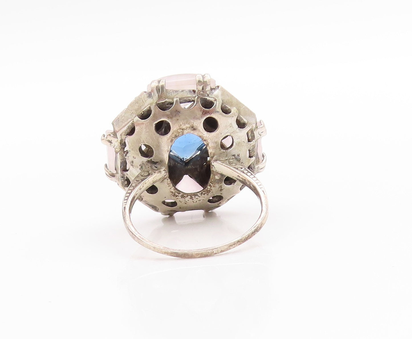 925 Sterling Silver Vintage Ring Geometric Multi Shaped Gemstones  Sz 8  RG33450