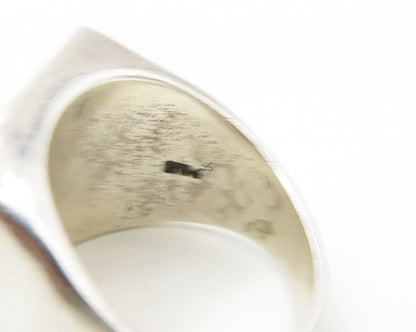 925 Sterling Silver  Vintage Shiny Hammered Square Band Ring Sz 7  RG18827