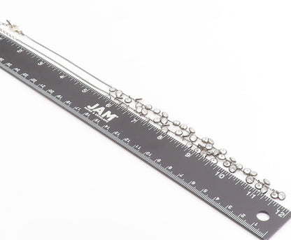 925 Sterling Silver Vintage Necklace Round CZ Dark Tone Lariat Chain  NE4864
