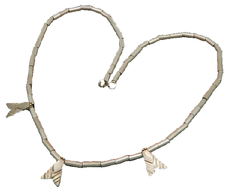 M&J SAVVIT 925 Silver & 14K GOLD  Vintage Arrow Charmed Chain Necklace  NE3346
