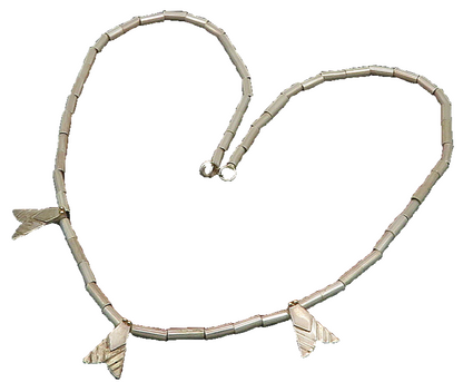 M&J SAVVIT 925 Silver & 14K GOLD  Vintage Arrow Charmed Chain Necklace  NE3346