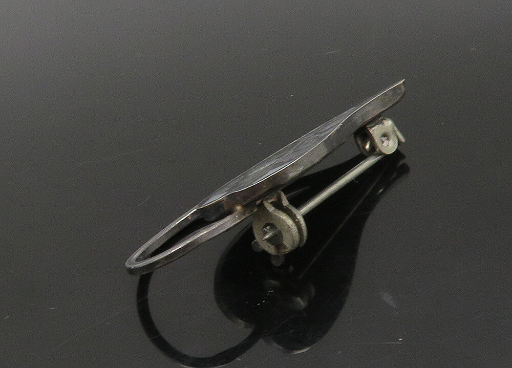 ISRAEL 925 Silver  Vintage Mother Of Pearl Mosaic Leaf Brooch Pin  BP8994