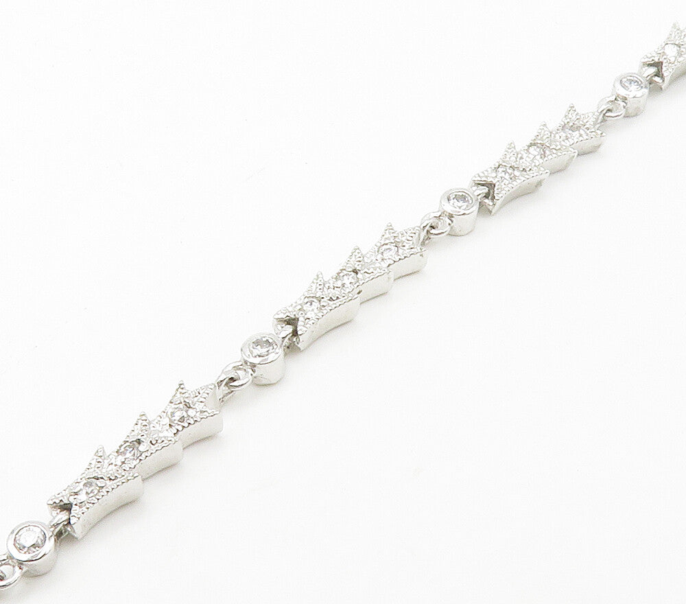 925 Sterling Silver  Sparkling Cubic Zirconia Dangling Chain Necklace  NE2470