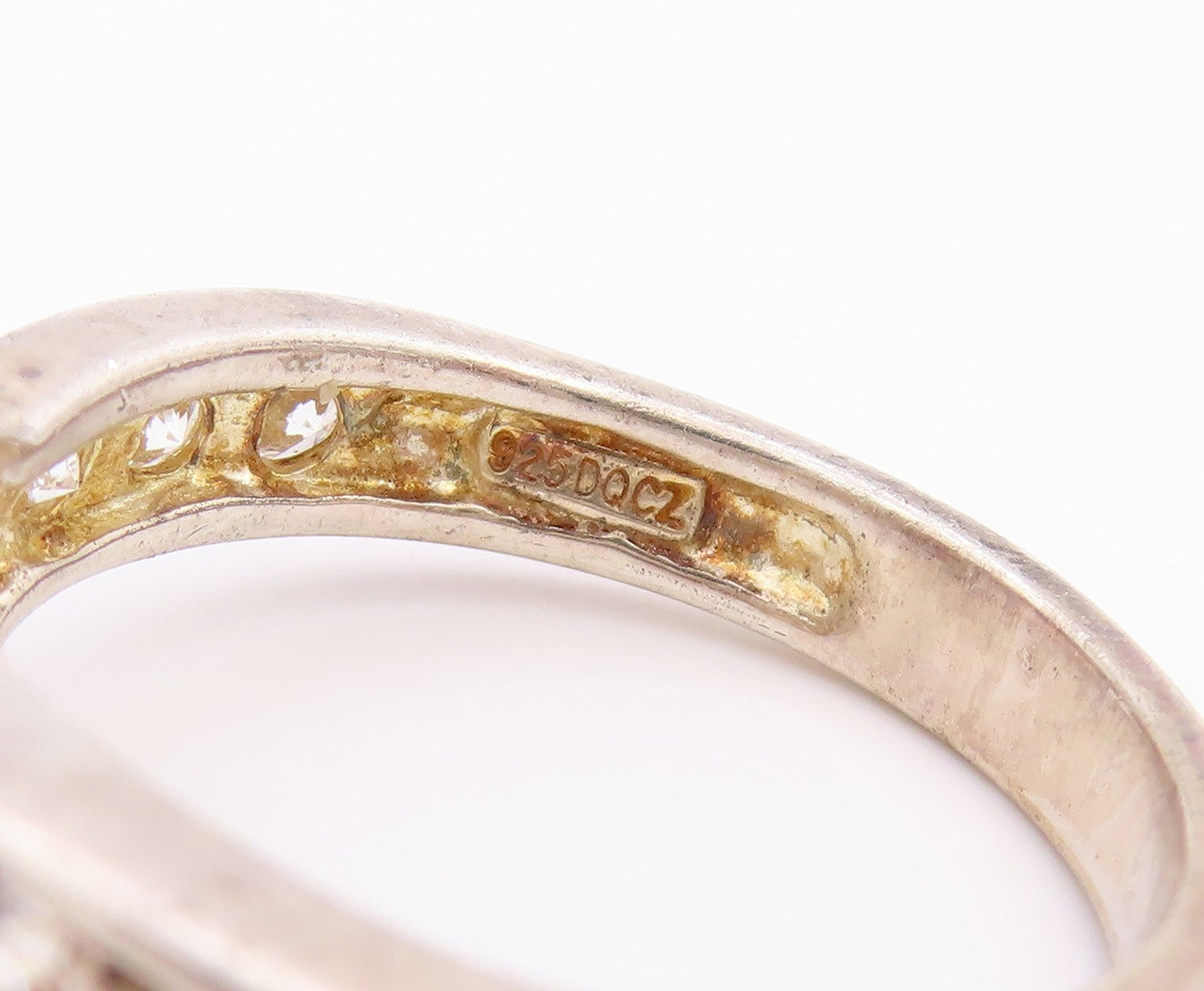 925 Sterling Silver Vintage Ring Modernist Design Topaz Knot  Sz 7  RG33136