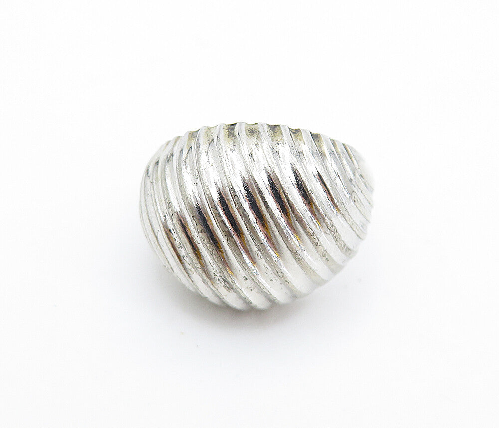UNCAS 925 Silver  Vintage Shiny Fluted Dome Design Band Ring Sz 6  RG7501
