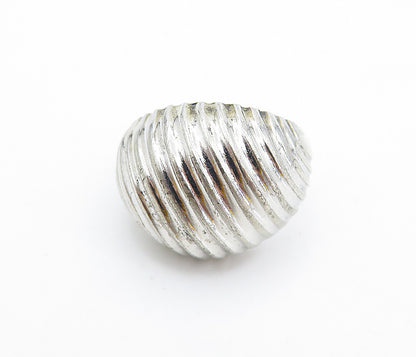 UNCAS 925 Silver  Vintage Shiny Fluted Dome Design Band Ring Sz 6  RG7501
