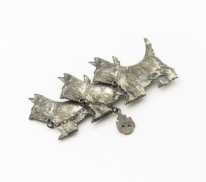 925 Sterling Silver Vintage Oxidized United States Navy Dogs Brooch Pin BP6475