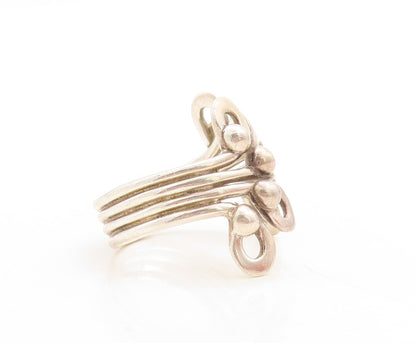 925 Sterling Silver Vintage Ring Solid Cutout Floral Design  Sz 12  RG31405