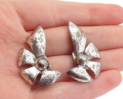 MONET 925 Sterling Silver  Vintage Modernist Floral Drop Earrings  EG2901