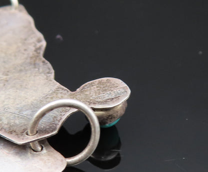 NAVAJO 925 Silver  Vintage Cowboy Boots Hat & Rope Turquoise Earrings  EG11833