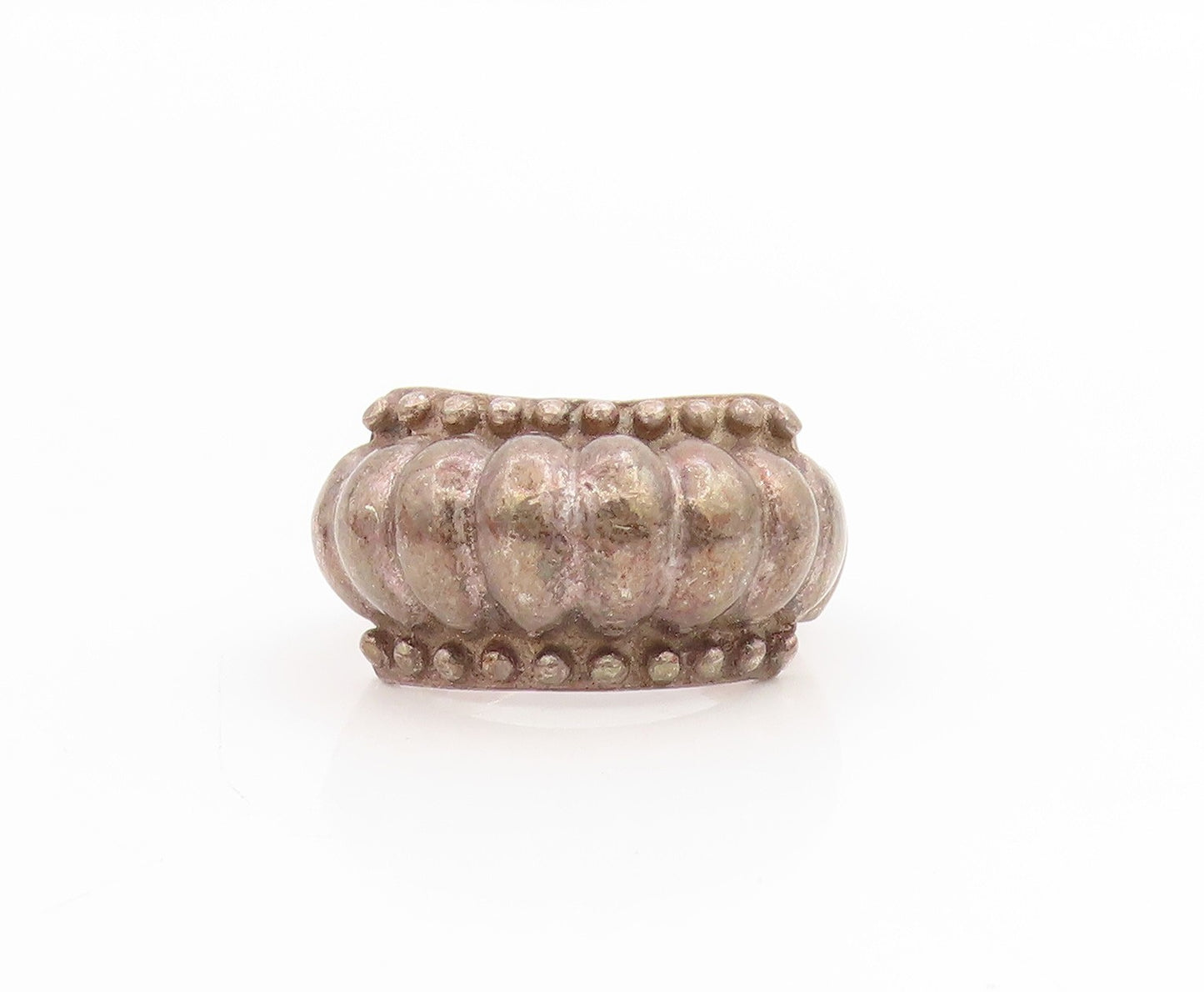 925 Sterling Silver Vintage Ring Chunky Scalloped Solid Dome Band  Sz 5  RG34404