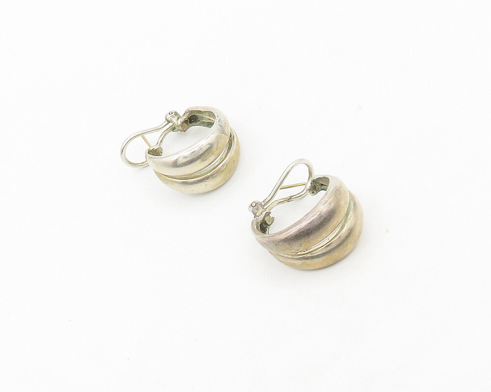 ESPO 925 Silver & 14K GOLD  Vintage Shiny Round Curved Drop Earrings  EG9142