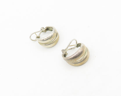 ESPO 925 Silver & 14K GOLD  Vintage Shiny Round Curved Drop Earrings  EG9142