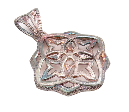 925 Sterling Silver Vintage Pendant Solid Cutout Floral Design  PT23336