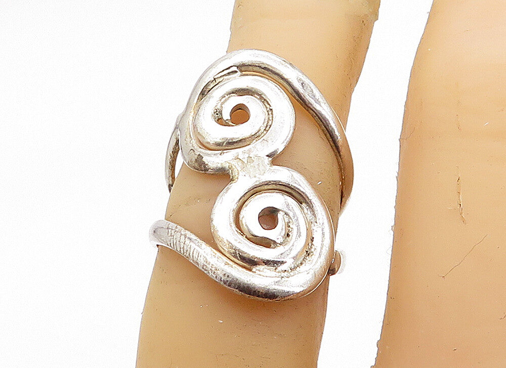 925 Sterling Silver  Vintage Shiny Spiral Bypass Split Band Ring Sz 6  RG7130