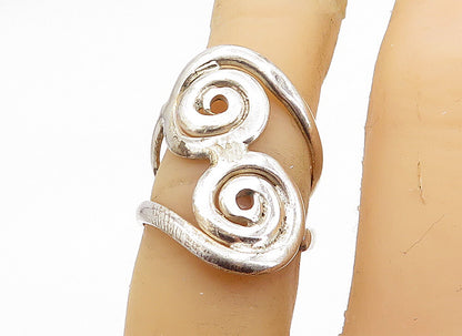 925 Sterling Silver  Vintage Shiny Spiral Bypass Split Band Ring Sz 6  RG7130