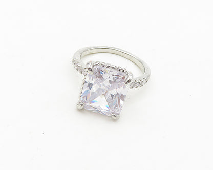 925 Sterling Silver  Sparkling Cubic Zirconia Cocktail Ring Sz 6  RG18983