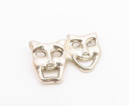 925 Sterling Silver  Vintage Dramatic Theater Masks Acting Brooch Pin  BP4894