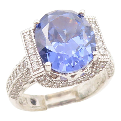 925 Sterling Silver Vintage Ring VANNA K Tanzanite & CZ Band  Sz 6  RG35531