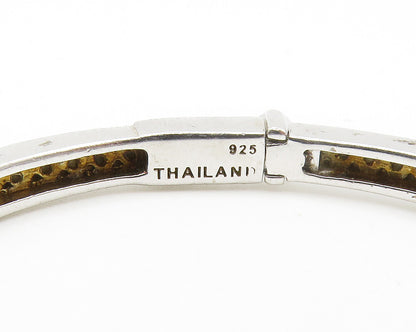 925 Sterling Silver  Genuine Diamonds Shiny Oval Bangle Bracelet  BT5060