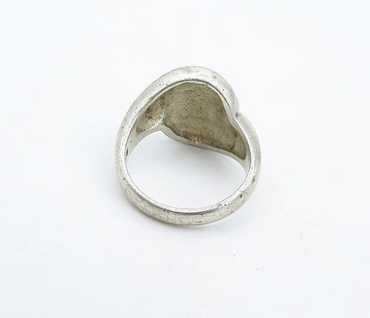 925 Sterling Silver  Vintage Shiny Fluted Bypass Dome Band Ring Sz 5.5  RG4887