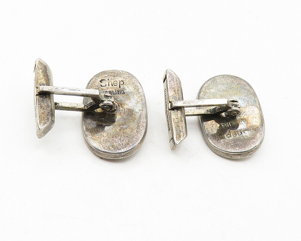 SHEP 925 Sterling Silver Vintage Oxidized Beaded Detail Cufflinks  TR1844