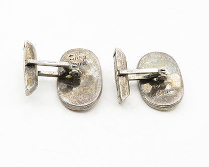 SHEP 925 Sterling Silver Vintage Oxidized Beaded Detail Cufflinks  TR1844